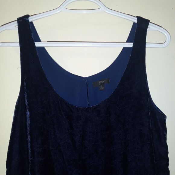 J Crew Rift Velvet Tank-Size 6-Navy-Lined-Layer-Keyhole Back-Holiday-Whimsygoth - Picture 3 of 10
